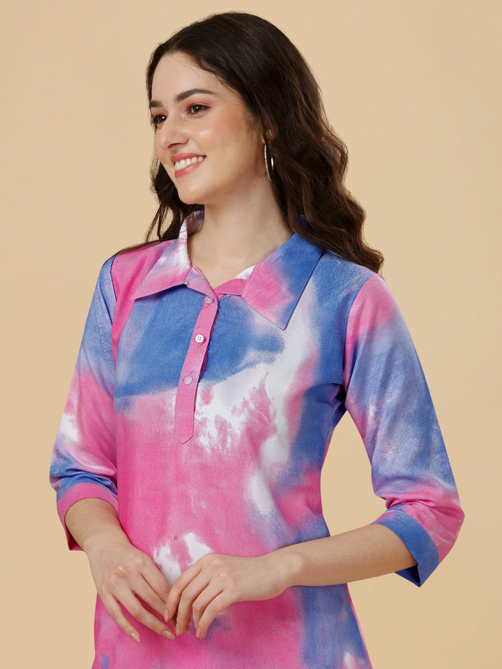 MULTI COLORED ELEGANT TOP-SKY BLUE