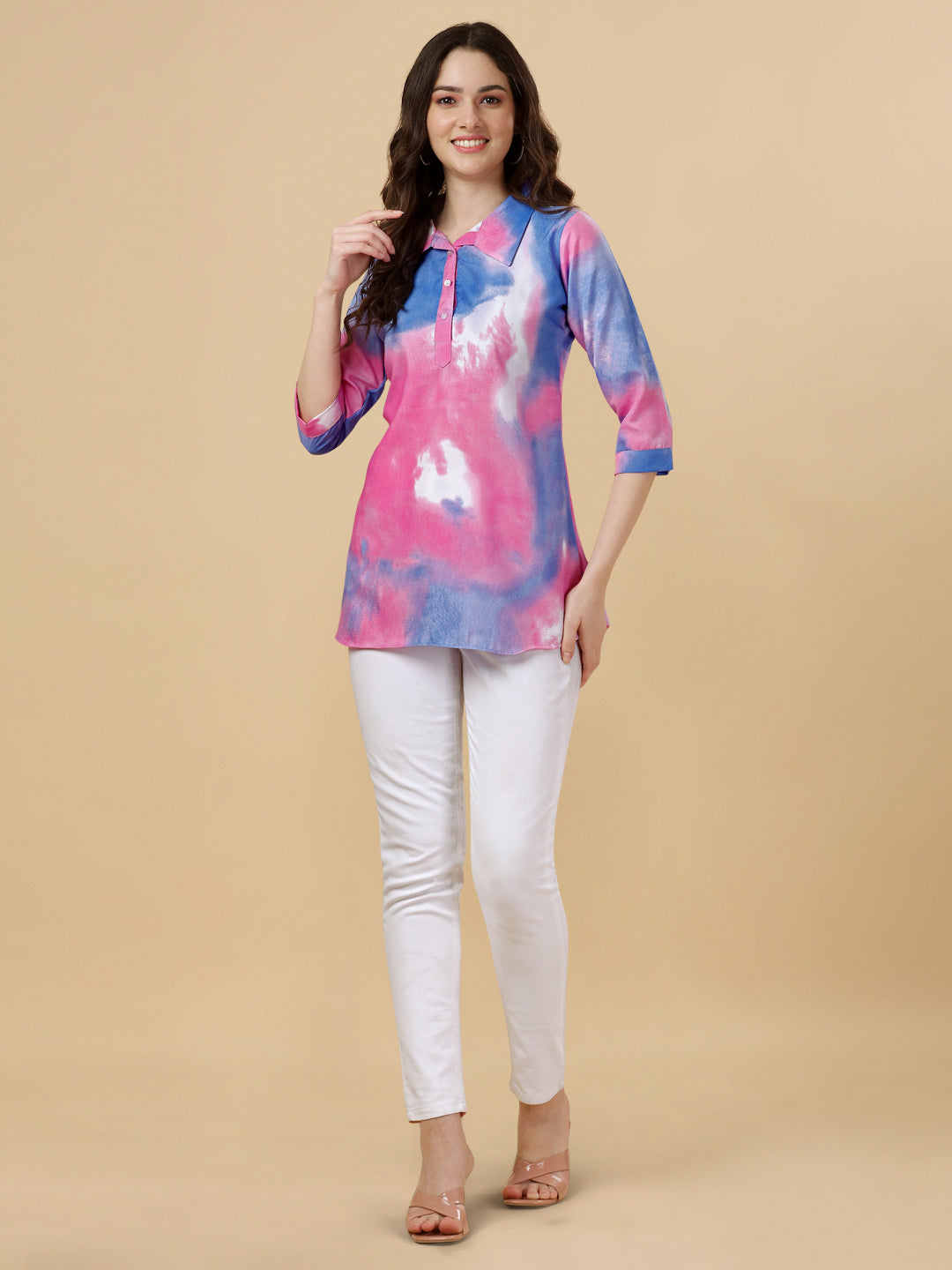 MULTI COLORED ELEGANT TOP-SKY BLUE