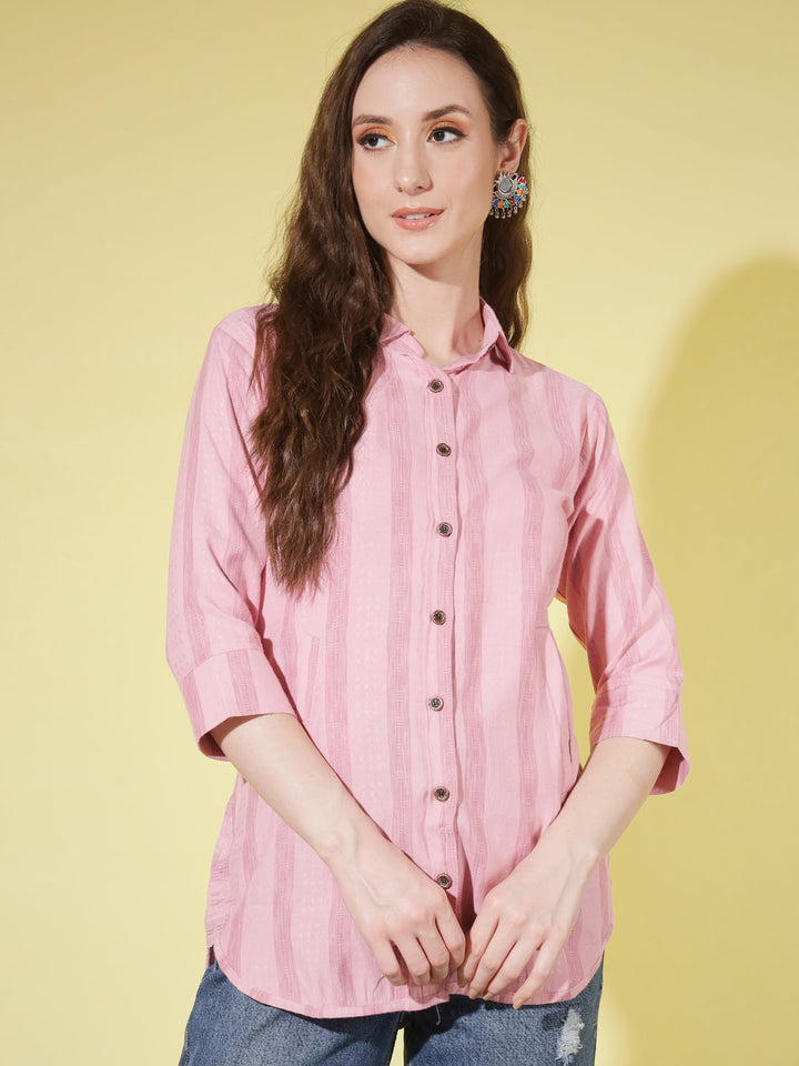 STRIPE SHIRT-PEACH