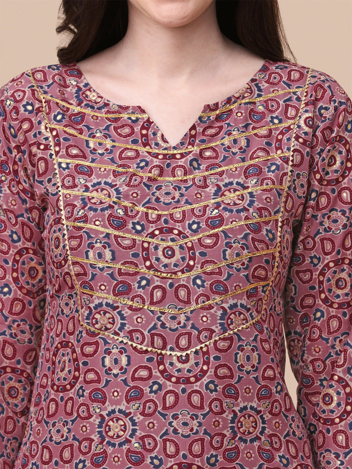 MULTI COLOR PRINTED SHARARA KURTI SET-PINK