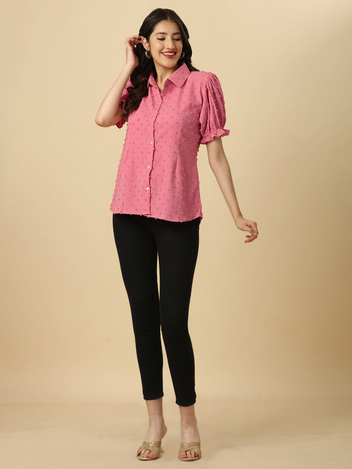 EMBELLISHED STRETCHABLE SHIRT - PINK