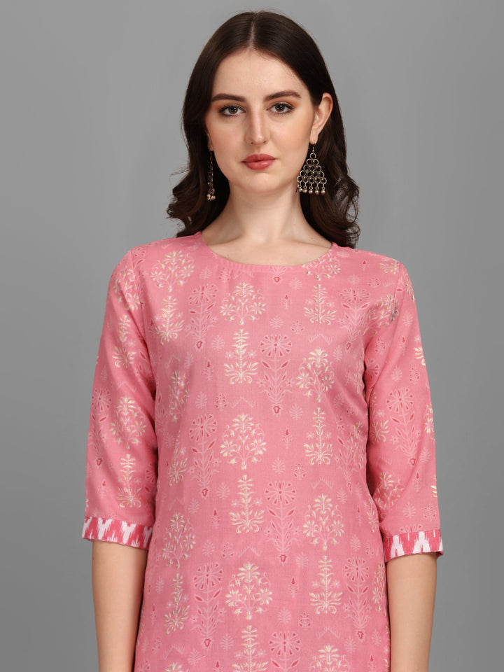 FLORAL PRINTED SALWAR KURTI SET-PINK