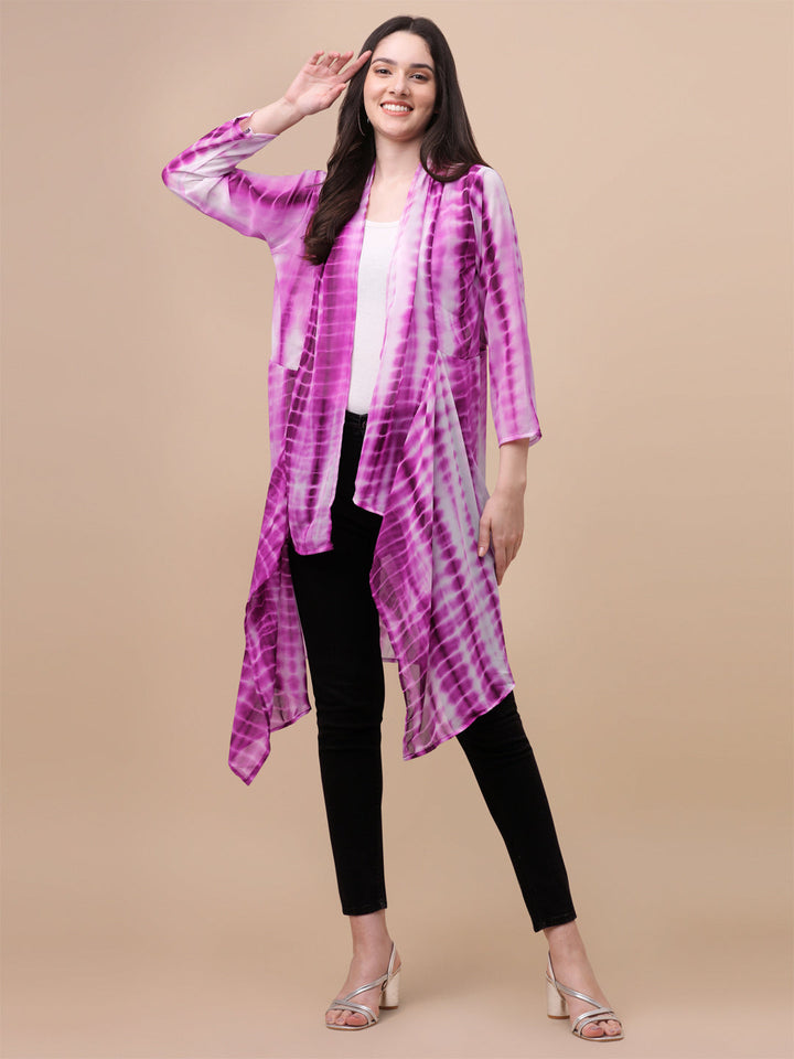 ELEGANT SHRUG WITH SHIBORI PRINT - PINK