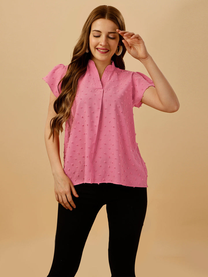 SHORT SLEEVE PASTEL TOP - PINK