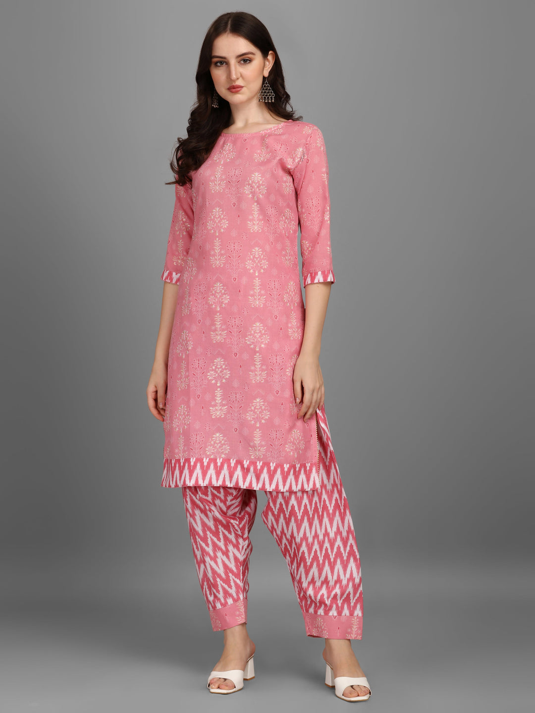 FLORAL PRINTED SALWAR KURTI SET-WINE