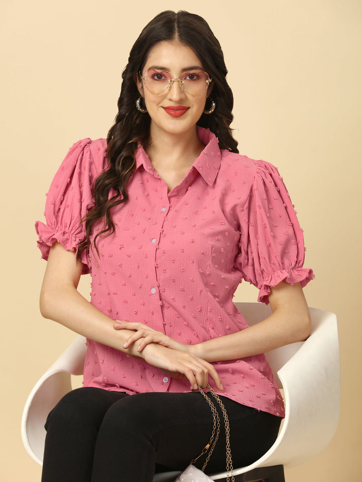 EMBELLISHED STRETCHABLE SHIRT - PINK