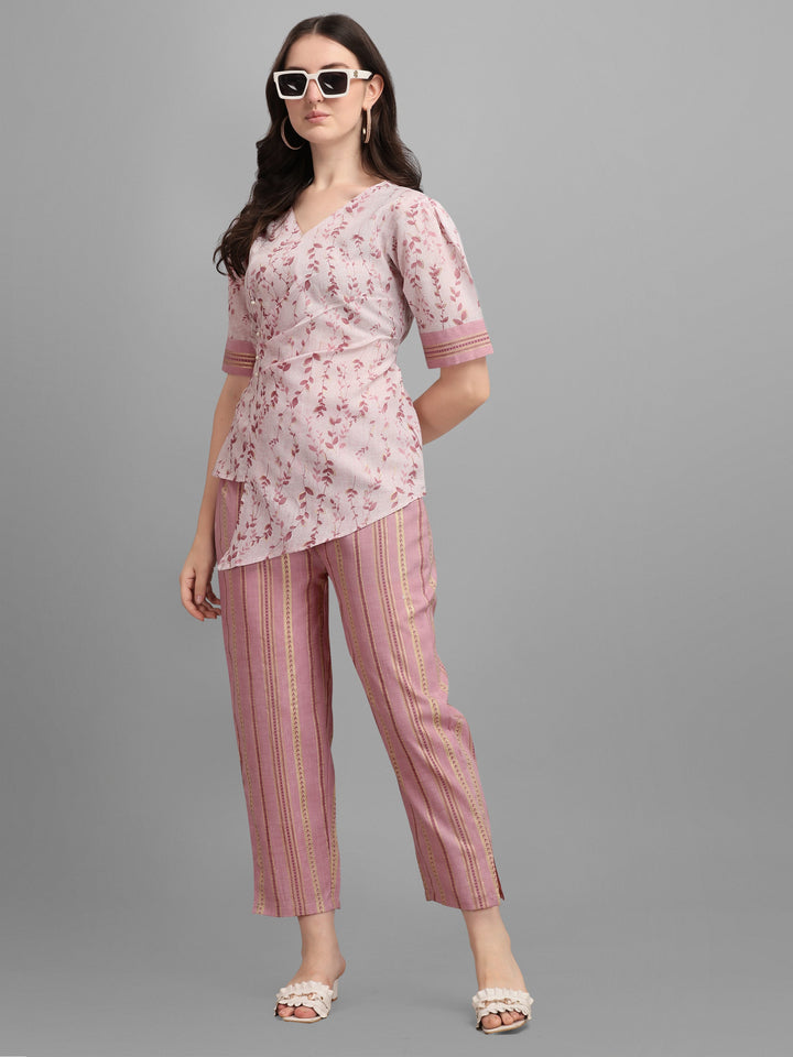 FLORAT PRINTED CLOTHING SET -PINK