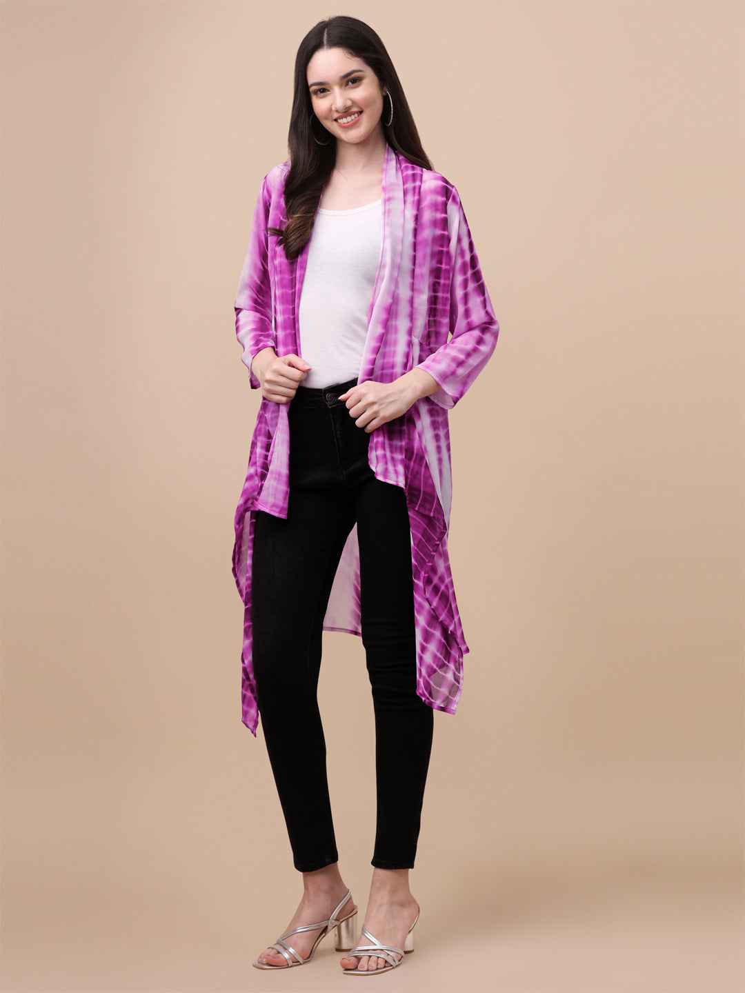 ELEGANT SHRUG WITH SHIBORI PRINT - MAROON