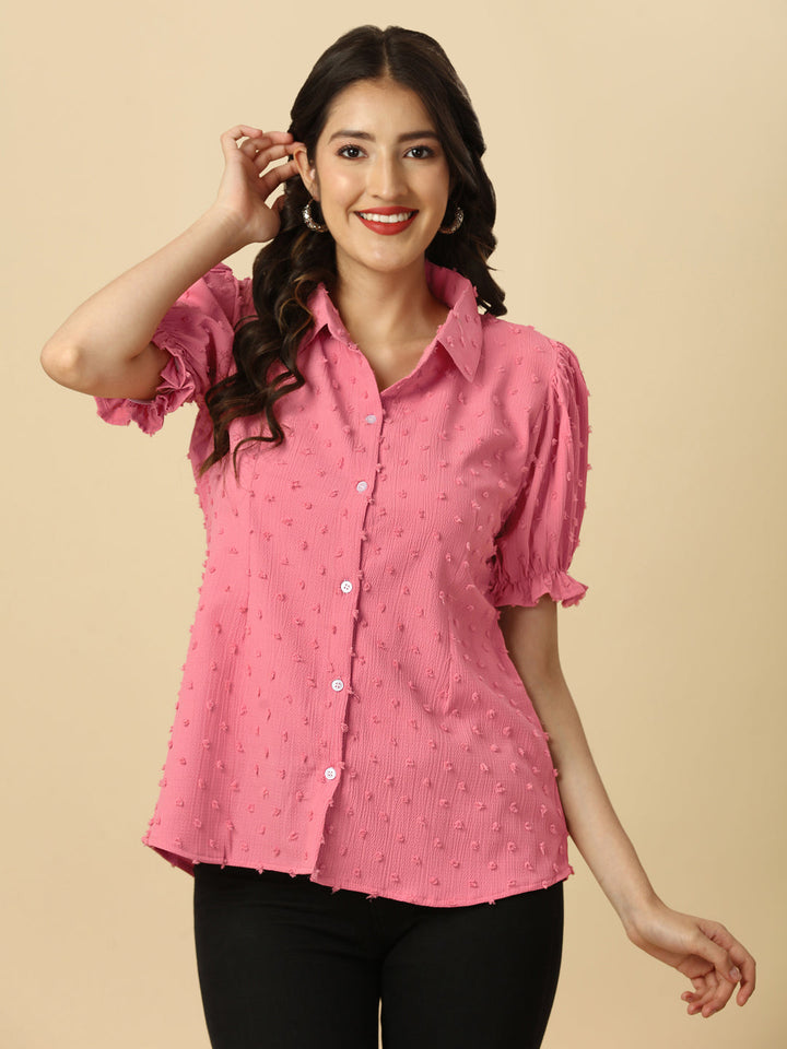 EMBELLISHED STRETCHABLE SHIRT - PINK