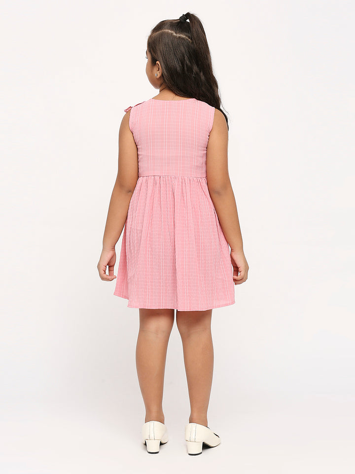 Checked Ruffled Detail A-Line Dress