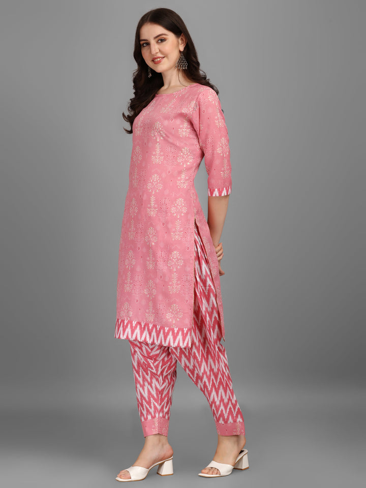 FLORAL PRINTED SALWAR KURTI SET-WINE