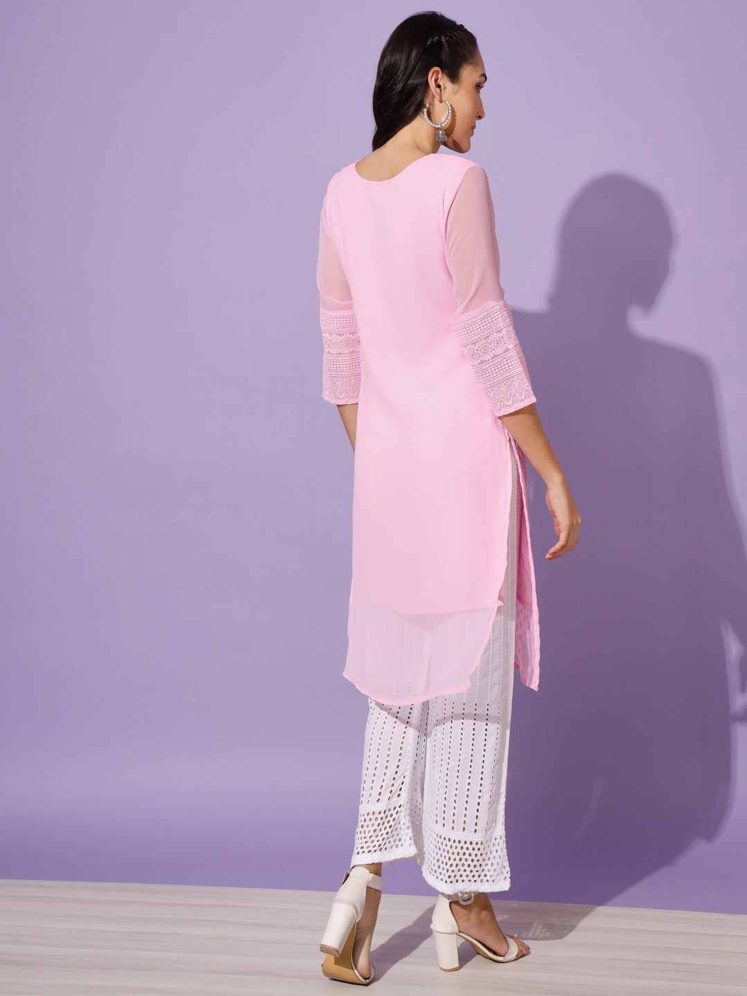 EMBROIDERY KURTI WITH PALAZZO - PISTA