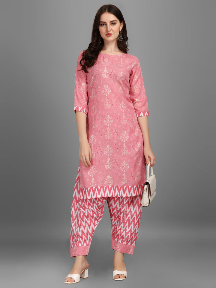 FLORAL PRINTED SALWAR KURTI SET-WINE