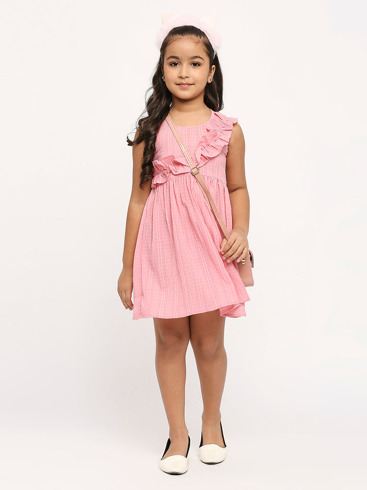 Checked Ruffled Detail A-Line Dress