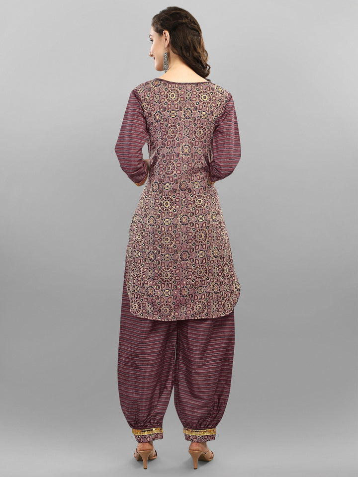 PRINTED KURTI, PANT & DUPATTA SET-PINK