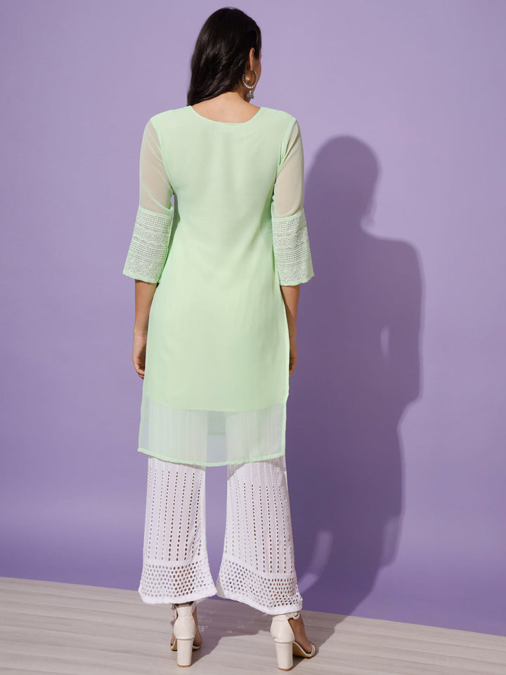 EMBROIDERY KURTI WITH PALAZZO - WINE