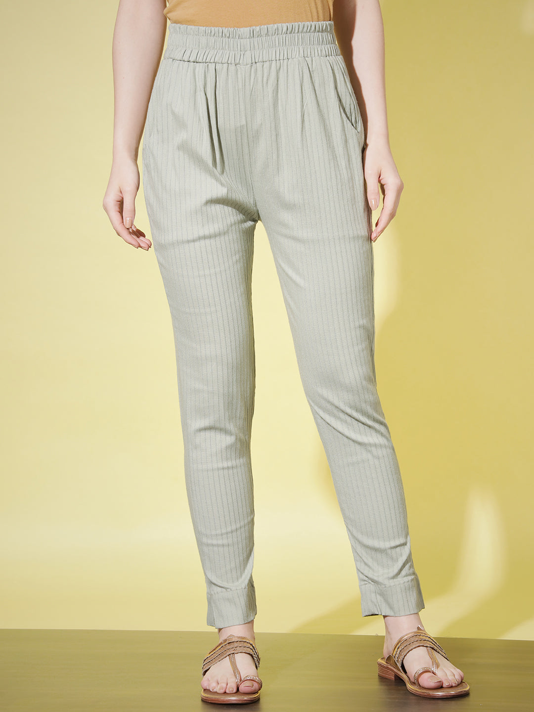 SOLID STRIPE PANT - BLACK