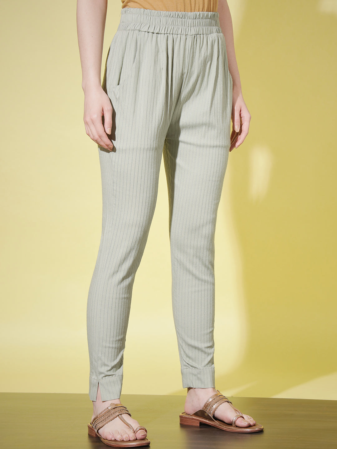 SOLID STRIPE PANT - BLACK