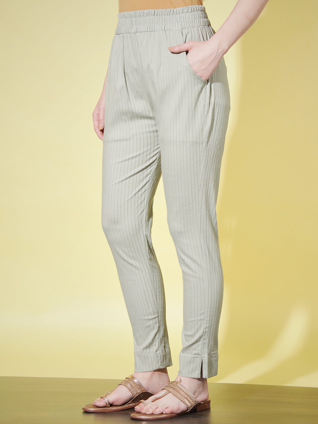 SOLID STRIPE PANT - BLACK