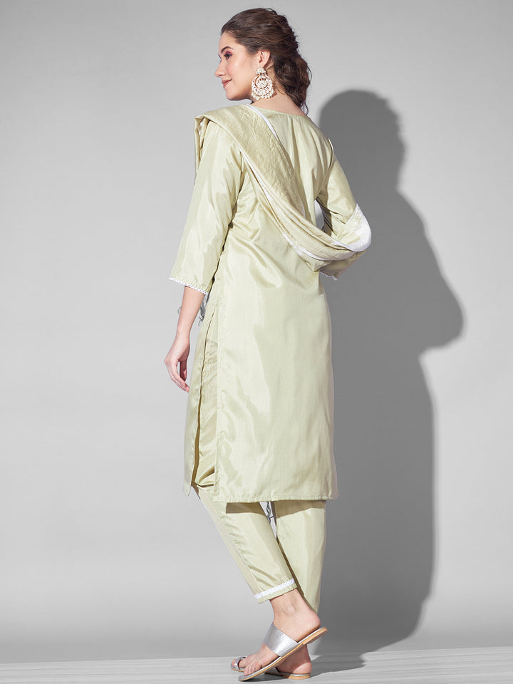 SILK BLEND KURTA PANT DUPATTA SET