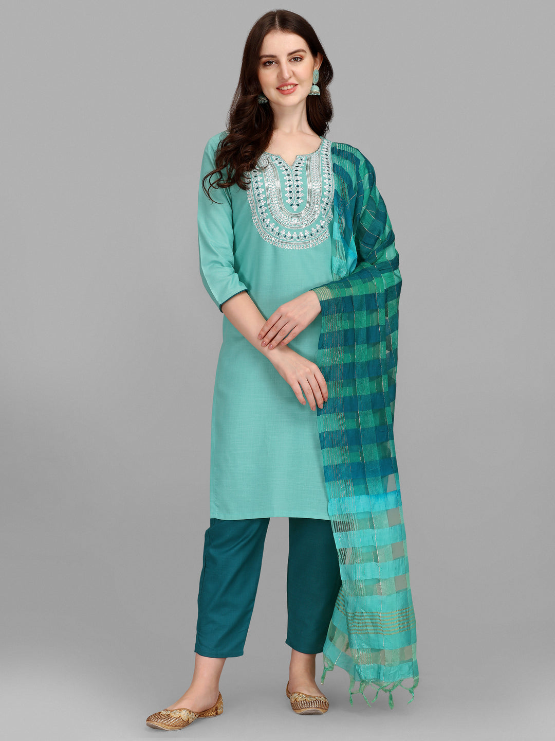 Embroidery Kurti Pant Dupatta Set