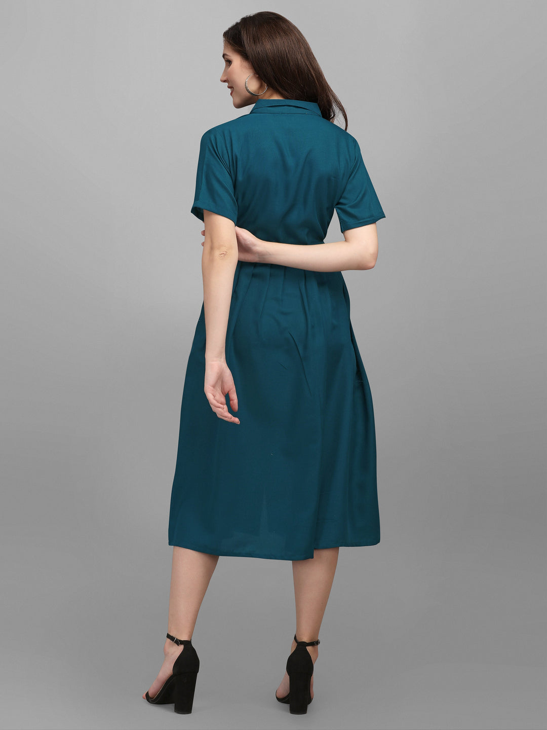 SOLID COLOURED SHIRT DRESS-WINE