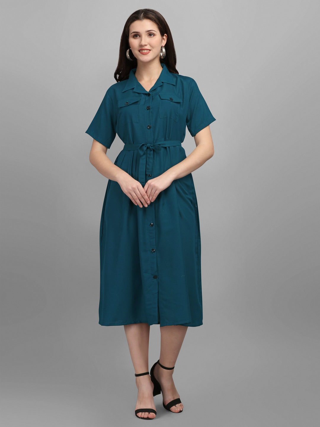 SOLID COLOURED SHIRT DRESS-WINE