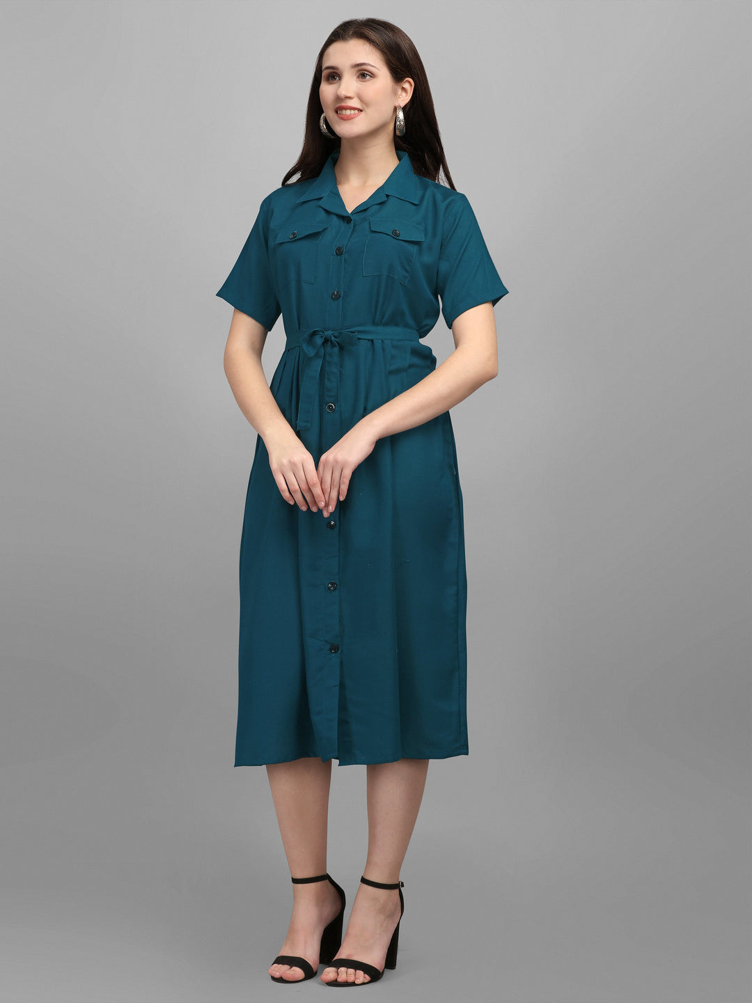 SOLID COLOURED SHIRT DRESS-WINE