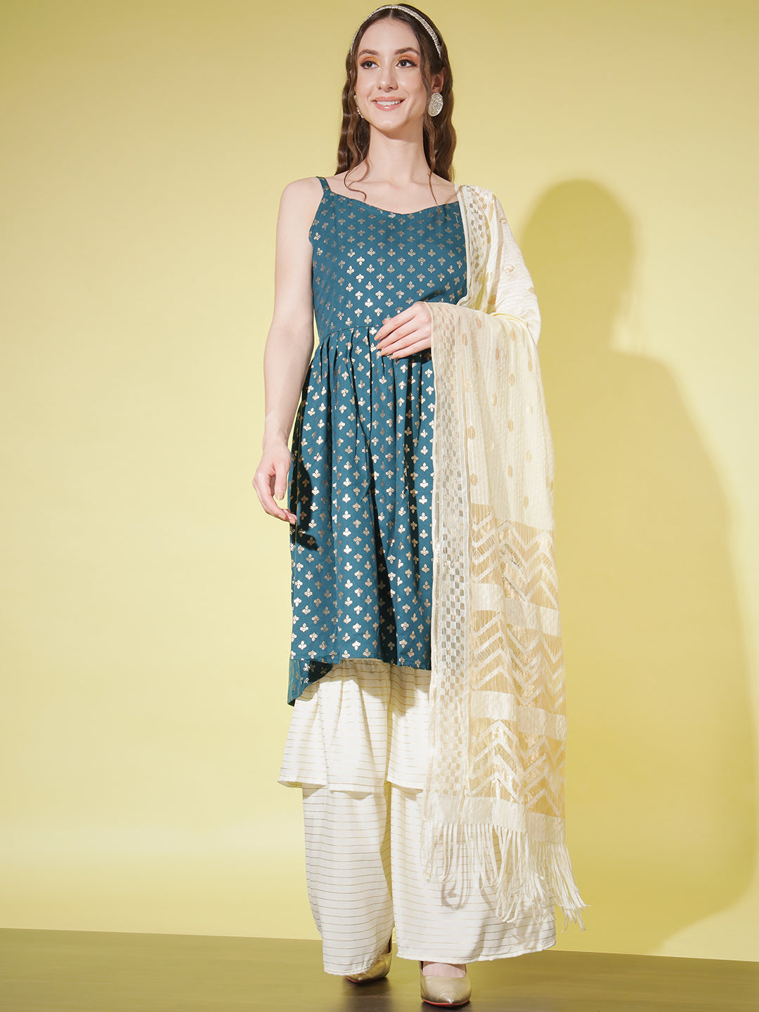 SHARARA KURTI SET WITH SWEET HEART NECK-RAMA