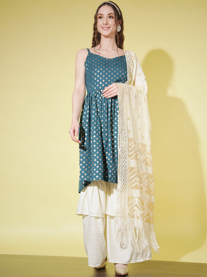 SHARARA KURTI SET WITH SWEET HEART NECK-RAMA