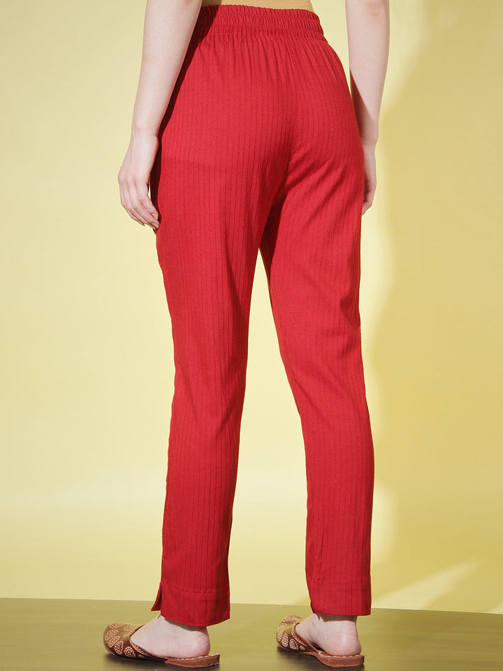 SOLID STRIPE PANT-PEACH