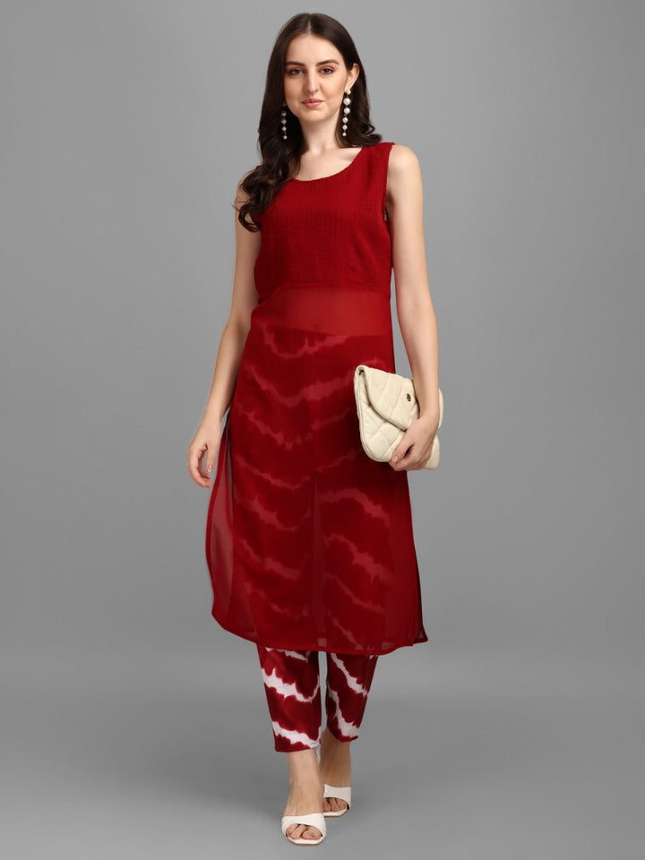 SOLID KURTI WITH PANT-BLACK