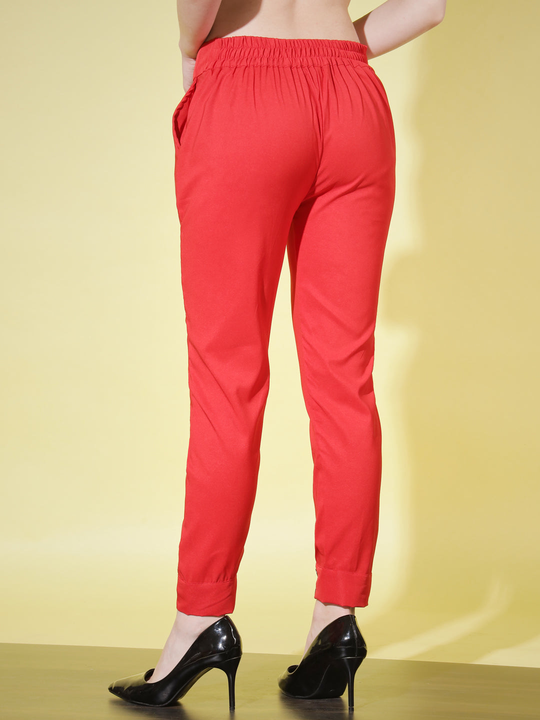 WOMEN SOLID PANT VINTAGE - PEACH