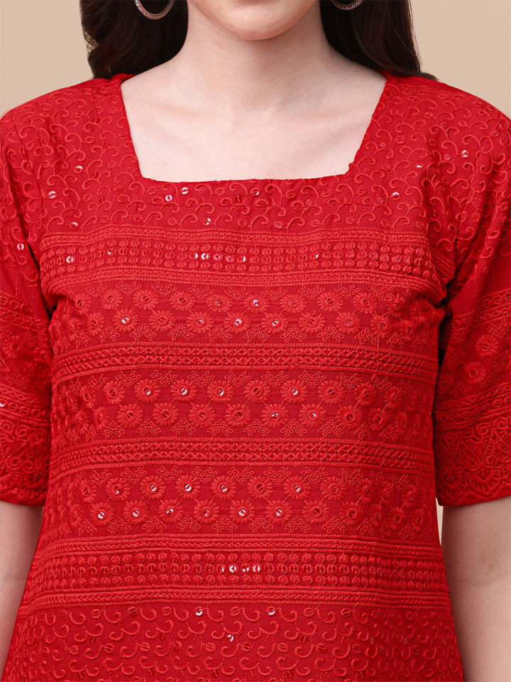 EMBROIDERY FANCY TOP - RED