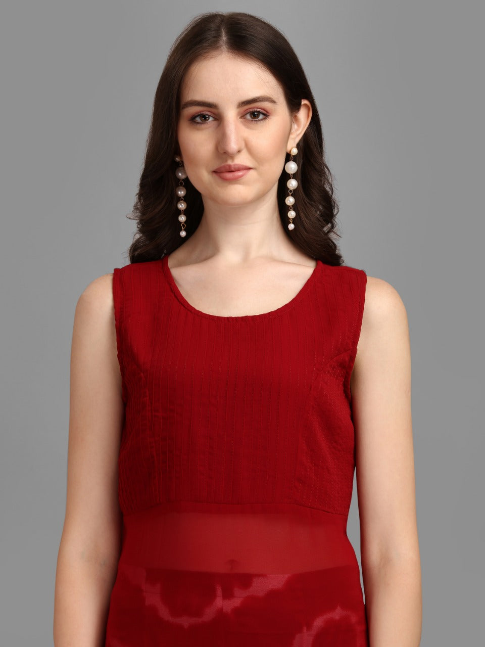 SOLID KURTI WITH PANT - RED