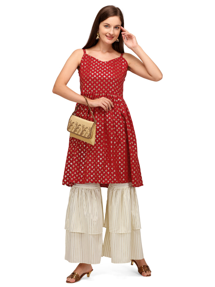 SWEETHEART NECK SHARARA KURTI SET