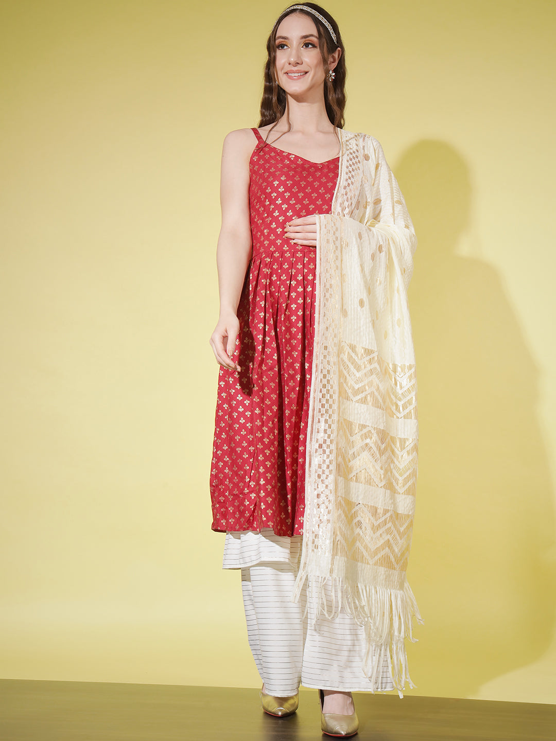 SHARARA KURTI SET WITH SWEET HEART NECK-RAMA