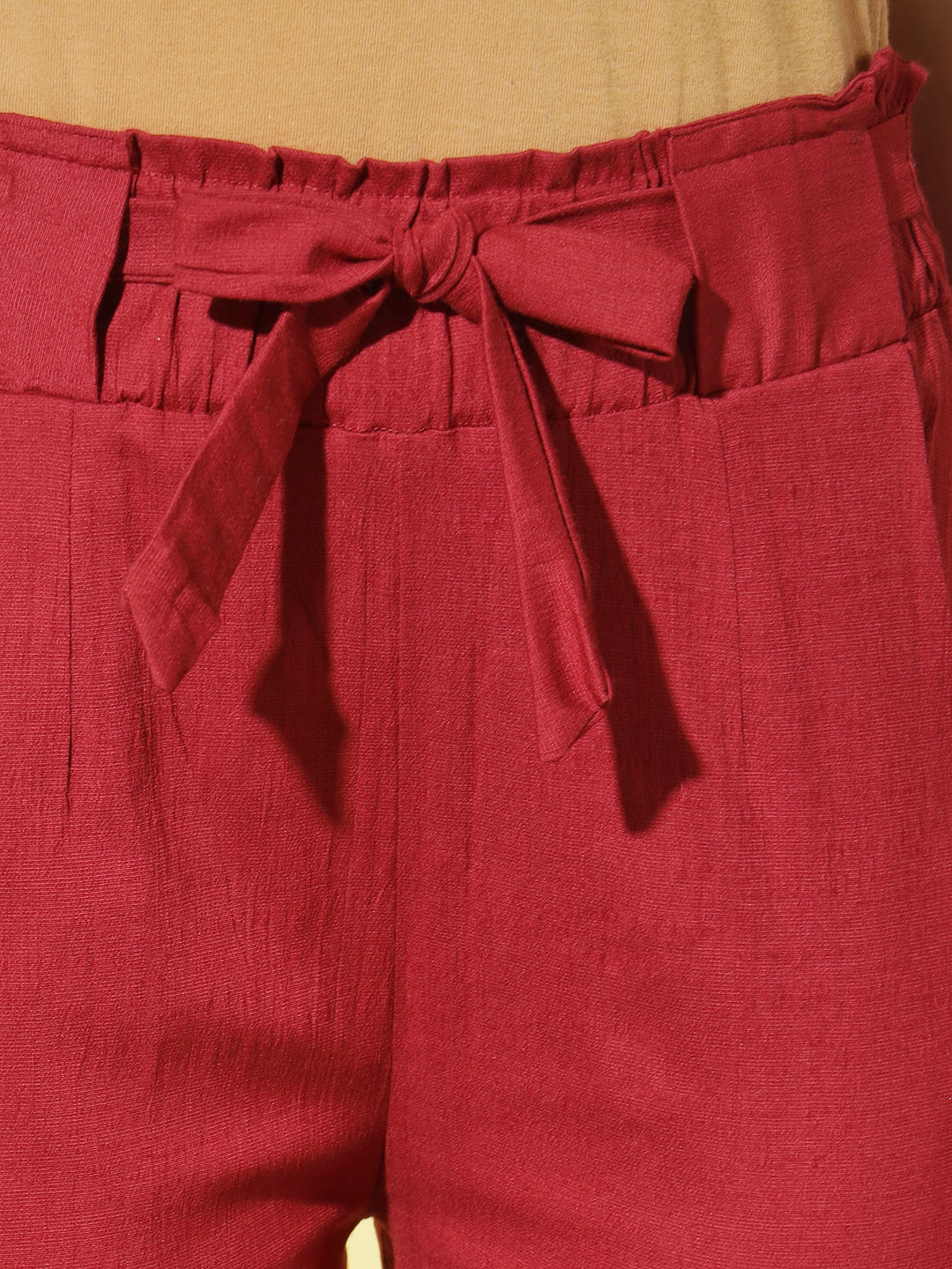 SOLID PANT WITH TIE-UPS-RED