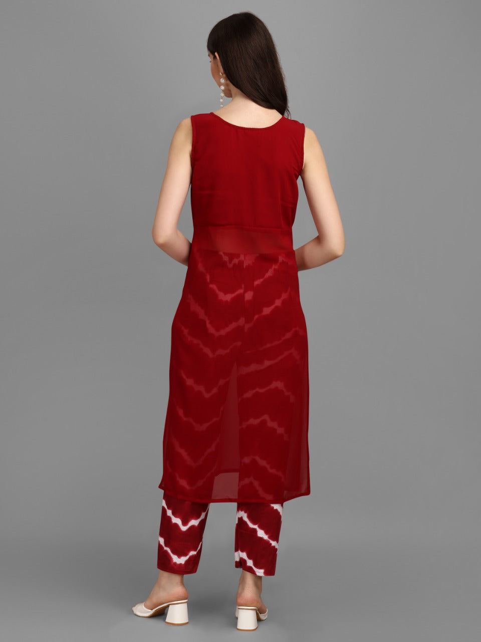 SOLID KURTI WITH PANT - RED