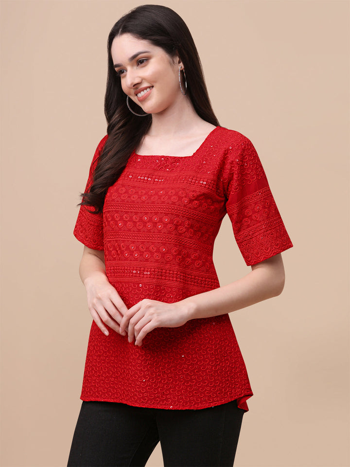 EMBROIDERY FANCY TOP - ORANGE