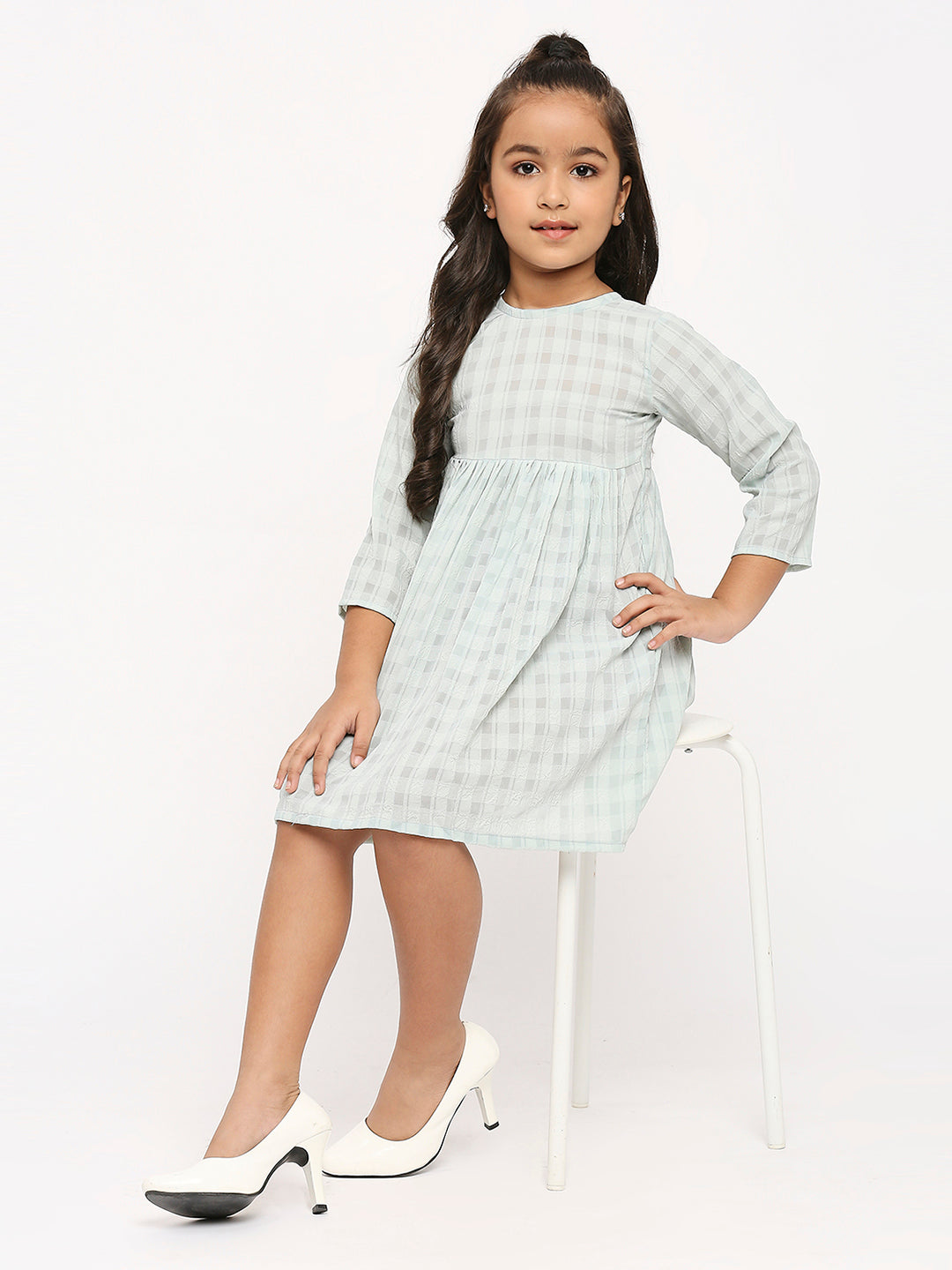 Checked Georgette A-Line Dress