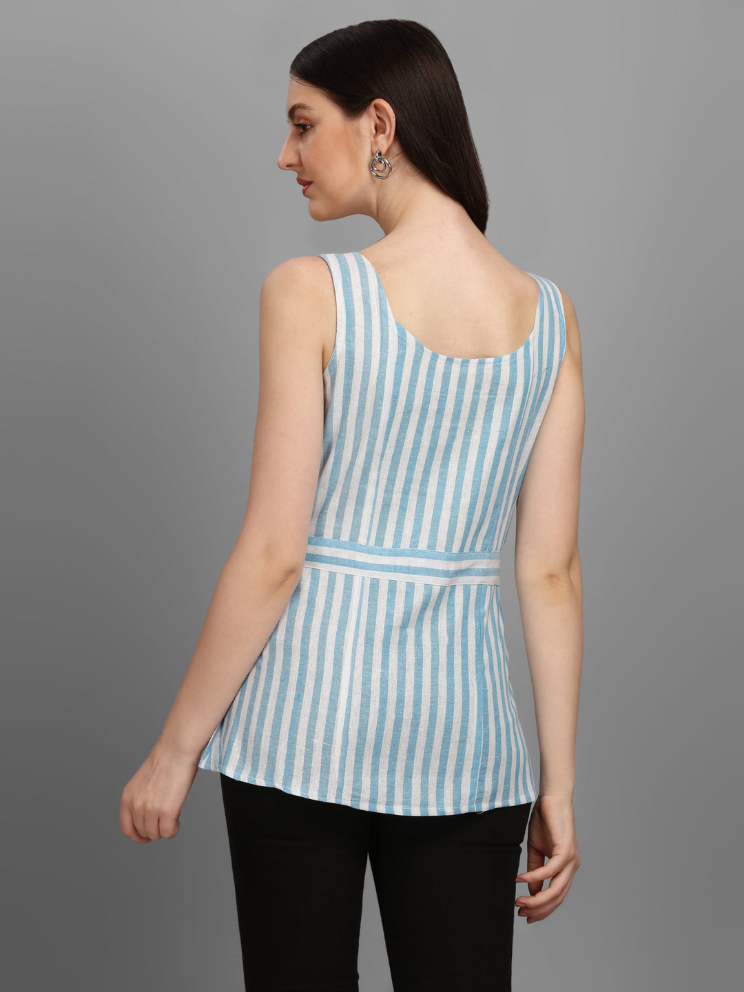 STRIPED COTTON TOP-BEIGE