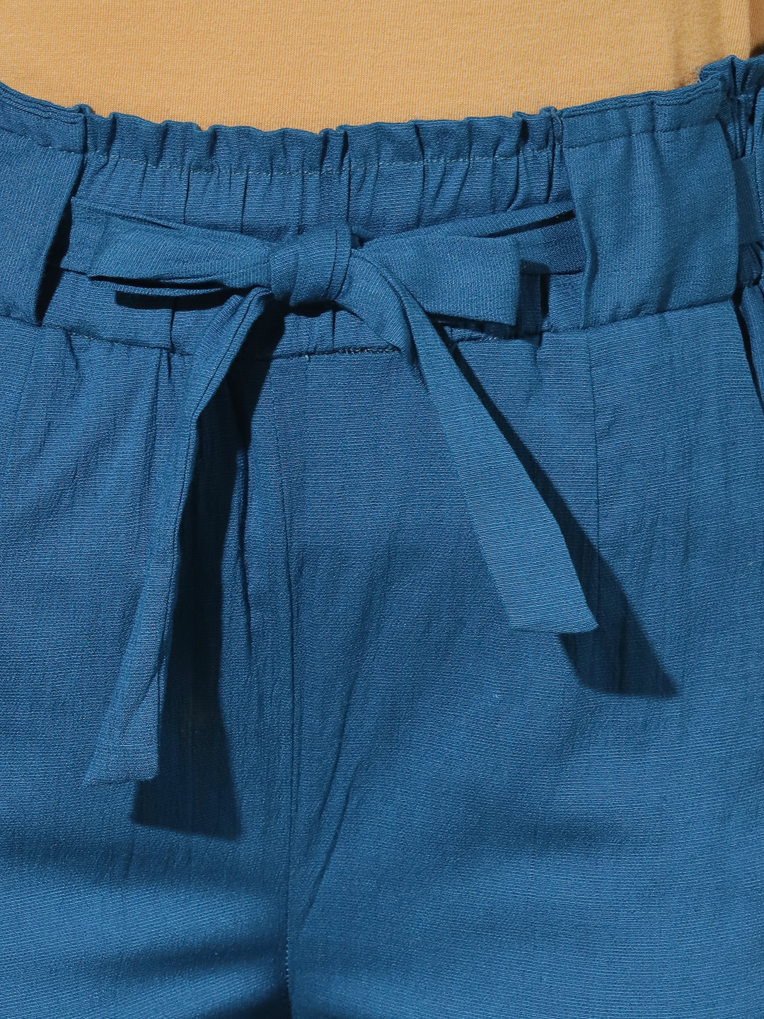 SOLID PANT WITH TIE-UPS-BLUE