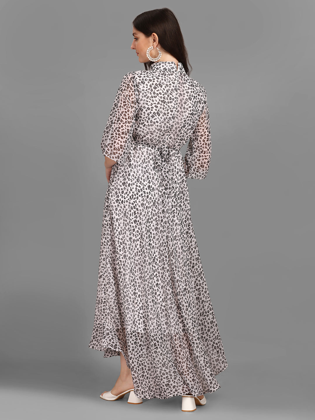 WOMEN ANIMAL PRINTED MAXI DRESS - BEIGE