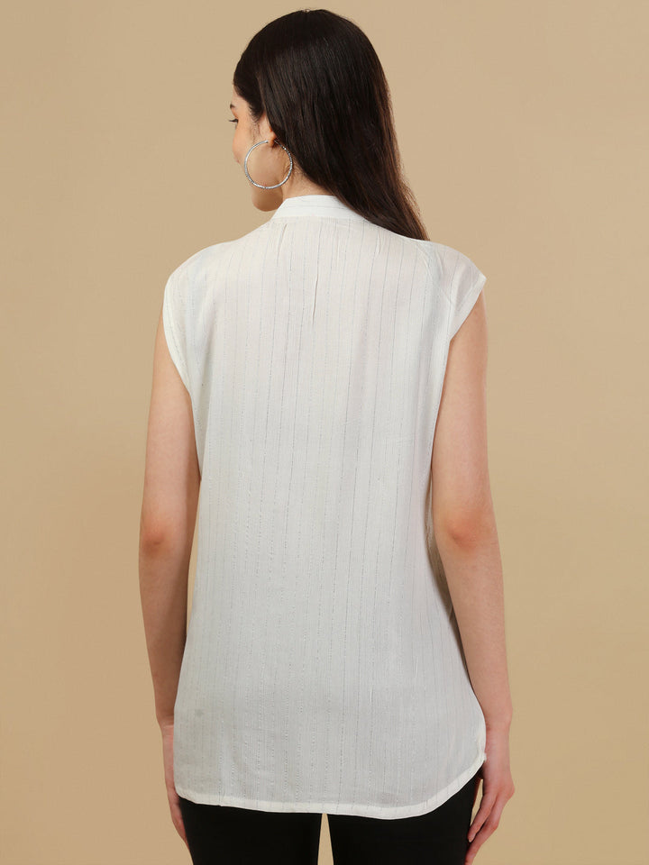 SLEEVELESS SOLID TOP-WHITE