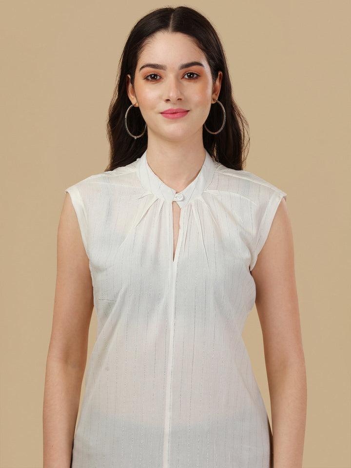 SLEEVELESS SOLID TOP-WHITE