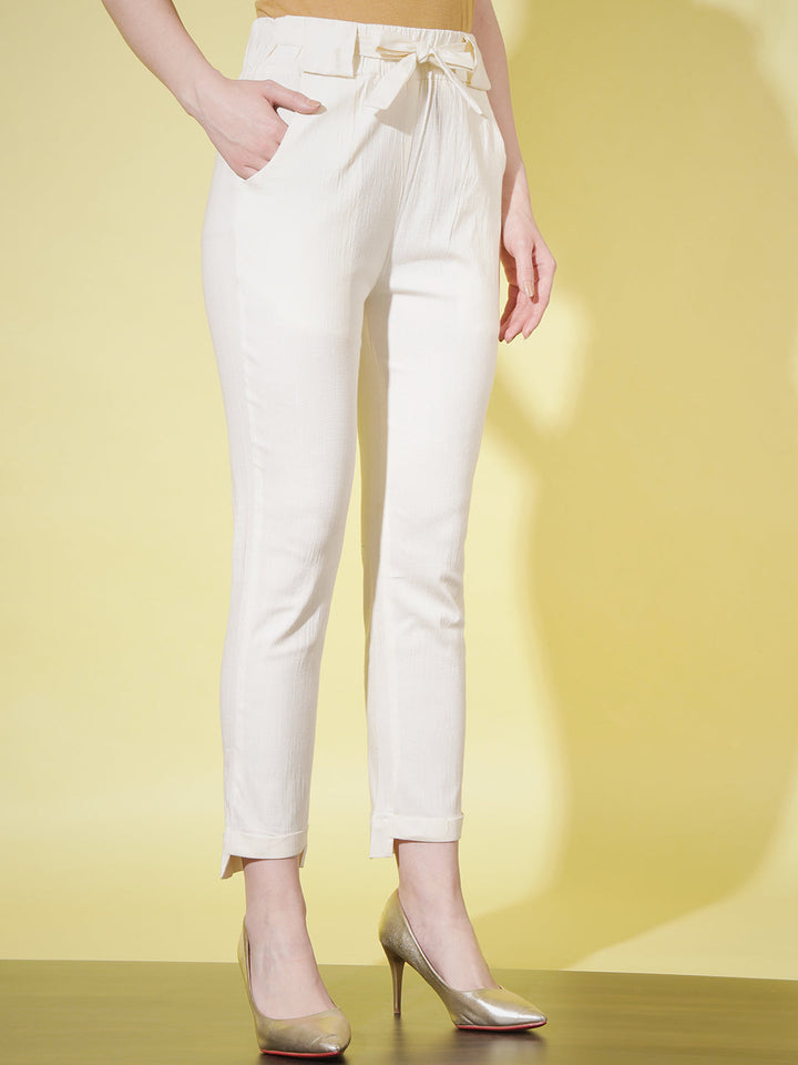 SOLID PANT WITH TIE-UPS-WHITE