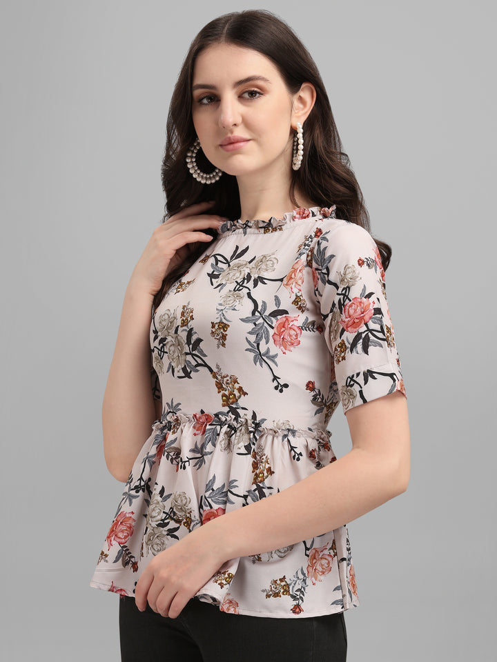 FLORAL PRINTED TOP-BLACK