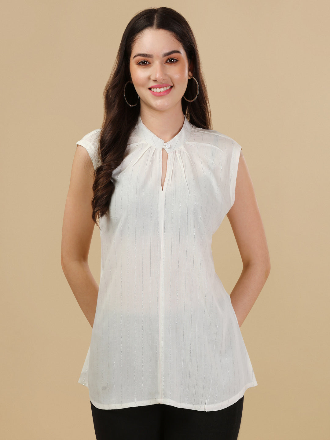 SLEEVELESS SOLID TOP-WHITE