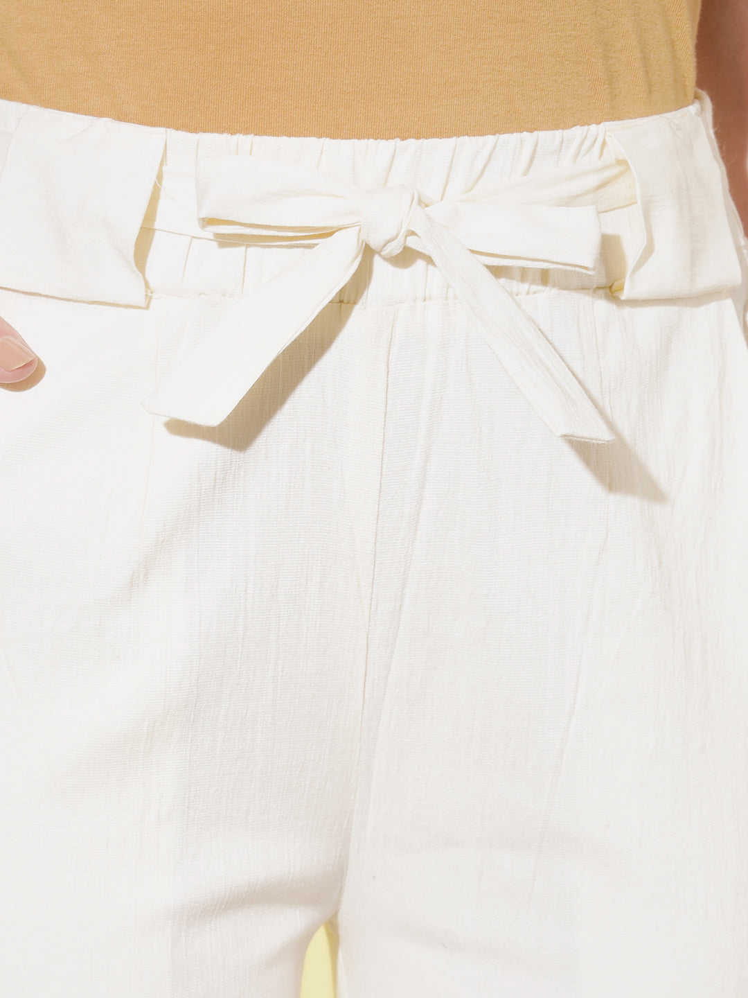 SOLID PANT WITH TIE-UPS-WHITE